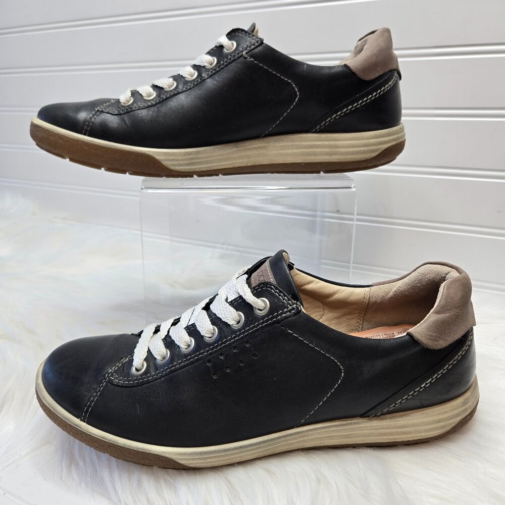 ECCO Chase II Tie Women's Black Leather Casual Sneaker Shoes Size 40 (9-9.5US)